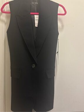 LOFT black sleeveless longline blazer vest